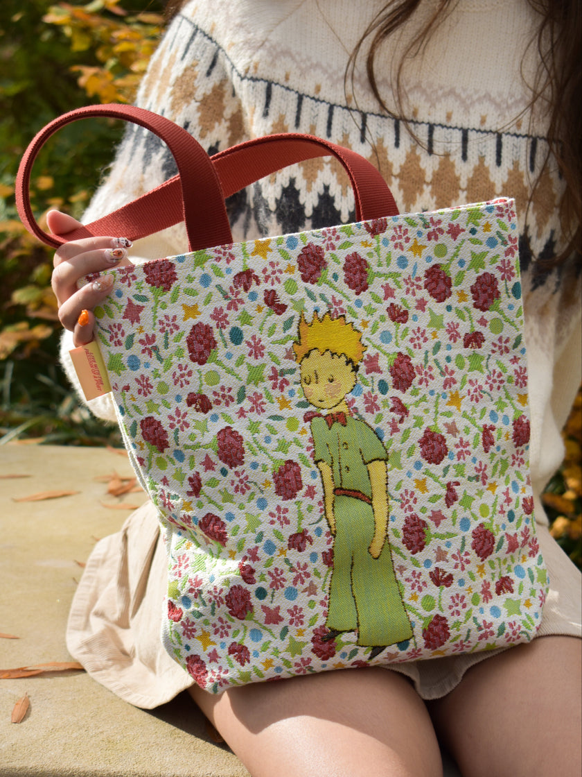The Little Prince on Flowers Tote Bag
